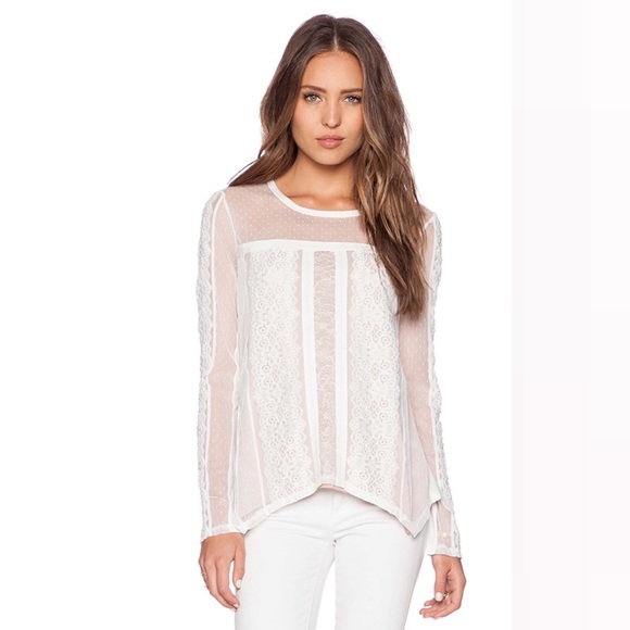 BCBG Max Azria Addyson White Lace Long Sleeve